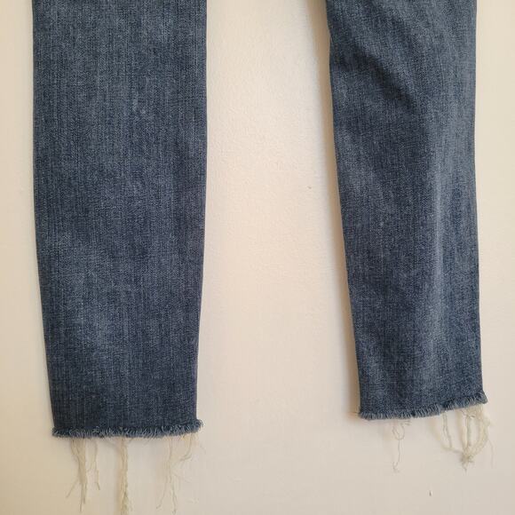 Good American Good Waist Distressed Jeans Skinny Raw Hem Stretch Women 8 - Picture 8 of 12